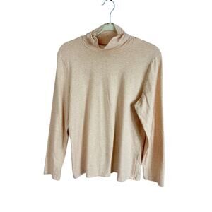 J. Jill Womens Essential Turtleneck Long Sleeve Shirt Basic Heathered Peach XL